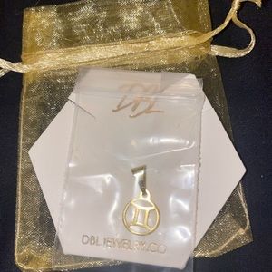 Gold Astrology Zodiac Sign Coin Gemini Gold Pendant
